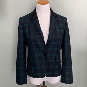 Talbots size 8 petite wool blend blazer in black and green